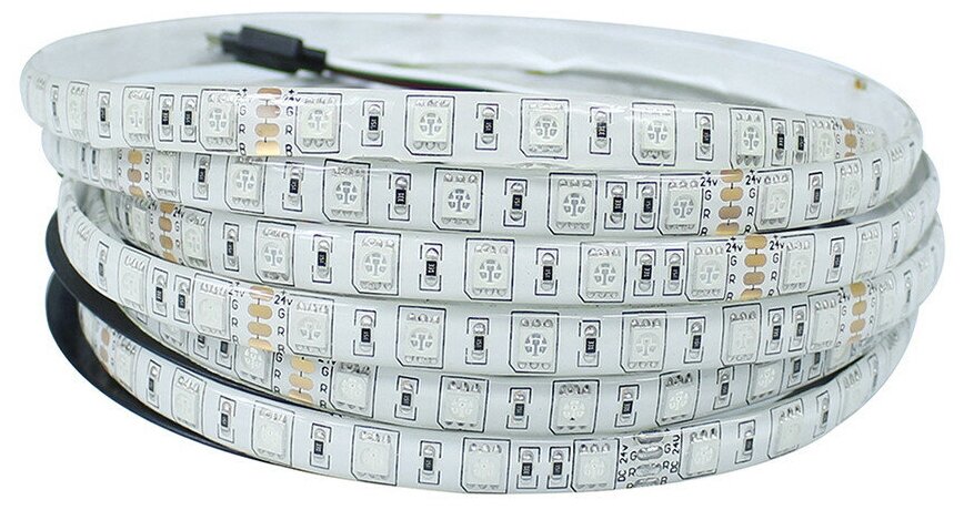 Светодиодная лента RGB: SMD5050-60LED-IP65-24в 5м. - Цвет свечения: RGB