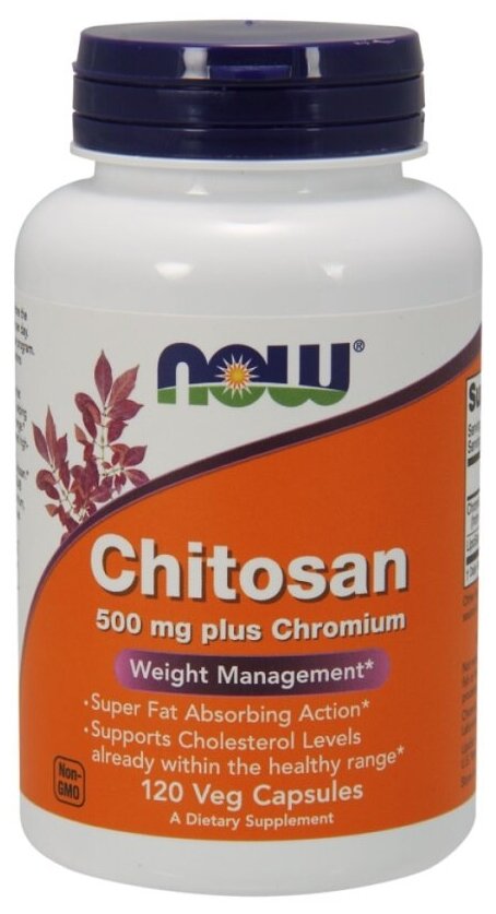 NOW Chitosan-500 mg plus Chromium Xитозан 500 мг + хром 120 капсул