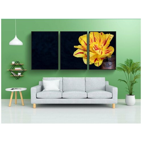 фото Набор модулных постеров для интерьера "тюльпан, цветок, желтый" 60x90 см. в тубусе, без рамки lotsprints