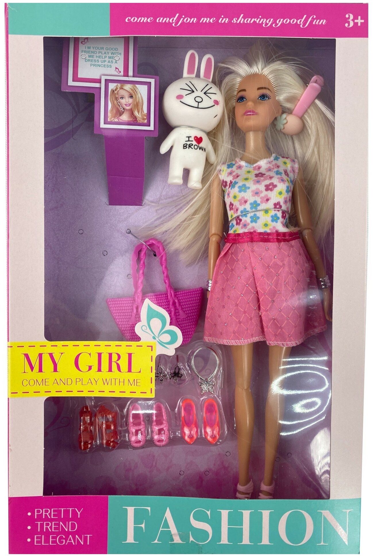 Кукла модель / Кукла в красивом платье / Кукла модница / Кукла красотка / Подарок / Кукла в коротком платье FASHION / розовое платье