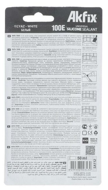 Akfix Универсальный силиконовый герметик 100E, белый, 50 мл SA112 . - фотография № 3