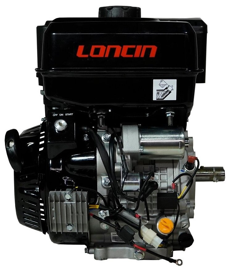 Двигатель бензиновый Loncin LC192FD (A type) D25 7А (20л с 459куб вал 25мм ручной и электрический старт катушка 7А)