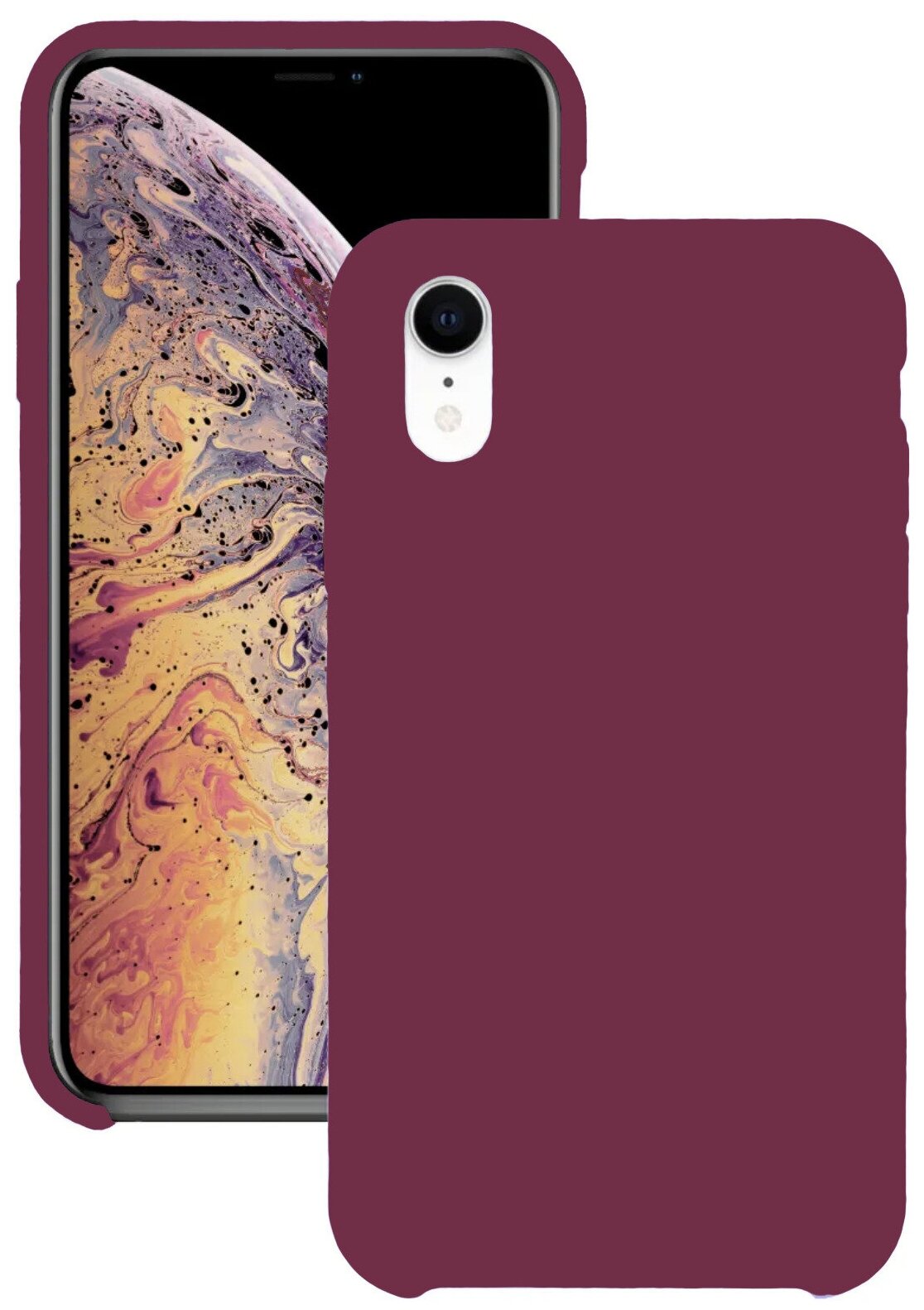 Чехол силиконовый для Apple iPhone XR, чехол для айфона ХР (бордовый), с мягким покрытием внутри
