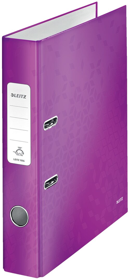Папка-регистратор Leitz WOW 10060062 A4 52мм лам. карт. фиолетовый без. окант. вместимость 350 листов накл. на кор.