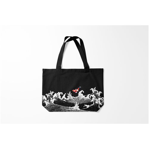 фото Сумка-шоппер / 46х35 см / морские жители / рыбы карп кои волна япония рыба burnettie