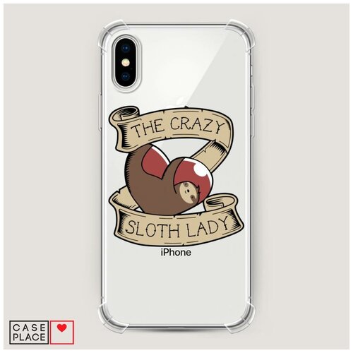 фото Чехол силиконовый противоударный iphone xs max (10s max) the crazy sloth lady case place