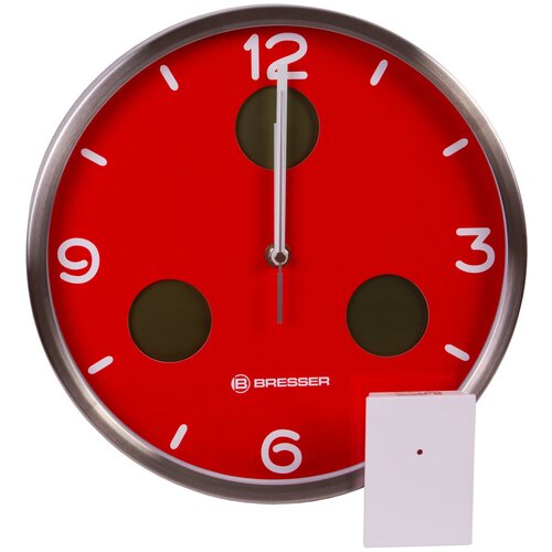 фото Часы настенные bresser (брессер) mytime io nx thermo/hygro, 30 см, красные