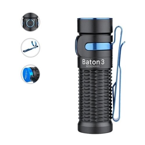 Фонарь ручной тактический Olight Фонарь Baton 3 (6972378121875 Black)