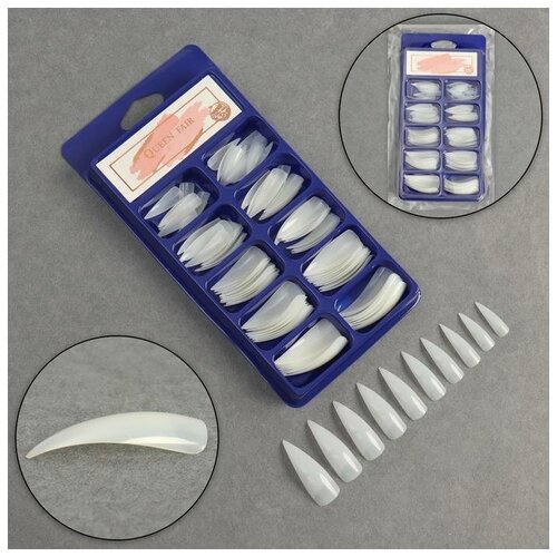 Типсы для ногтей, 100 шт, форма мандаль, короткая контактная зона, цвет бежевый