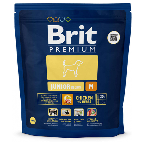 Сухой корм для щенков Brit Premium, курица 1 уп. х 1 шт. х 1 кг (для средних пород) сухой корм для щенков brit premium курица 1 уп х 1 шт х 3 кг для мелких пород