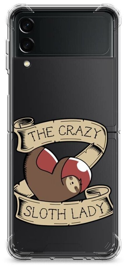 Противоударный силиконовый чехол "The crazy sloth lady" на Samsung Galaxy Z Flip 3 / Самсунг Галакси Зет Флип 3