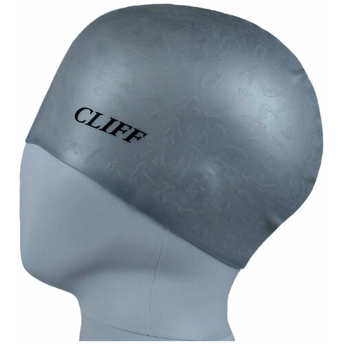 Шапочка для плавания CLIFF силиконовая, с рельефом, серая шапочка для плавания cliff силиконовая cs06 с выемками для ушей синяя