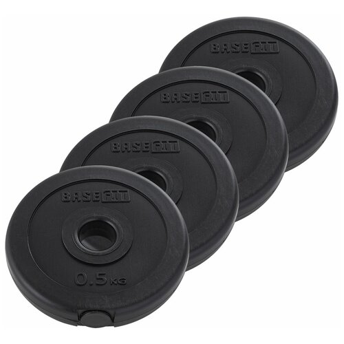 фото Диск пластиковый basefit bb-203 d=26 мм, черный, 0,5 кг, 4 шт