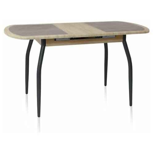 Будапешт-мини (95-127х60х77) Стол с ножками графит (МДФ беленый дуб + плитка коричневая_78)