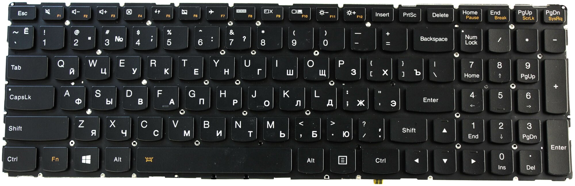 Клавиатура для ноутбука Lenovo Yoga 500-15IBD черная с подсветкой