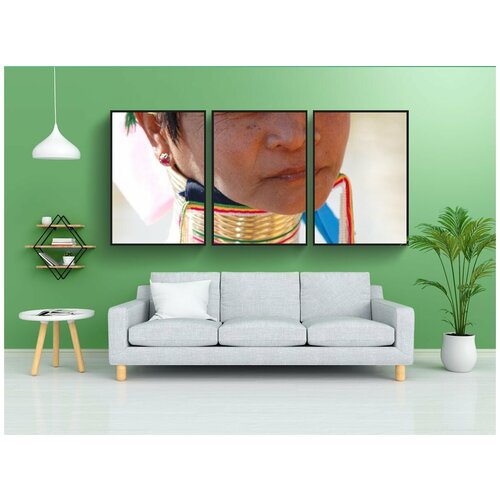 фото Набор модулных постеров для интерьера "бирма, женщина, женщина с длинной шеей" 60x90 см. в тубусе, без рамки lotsprints