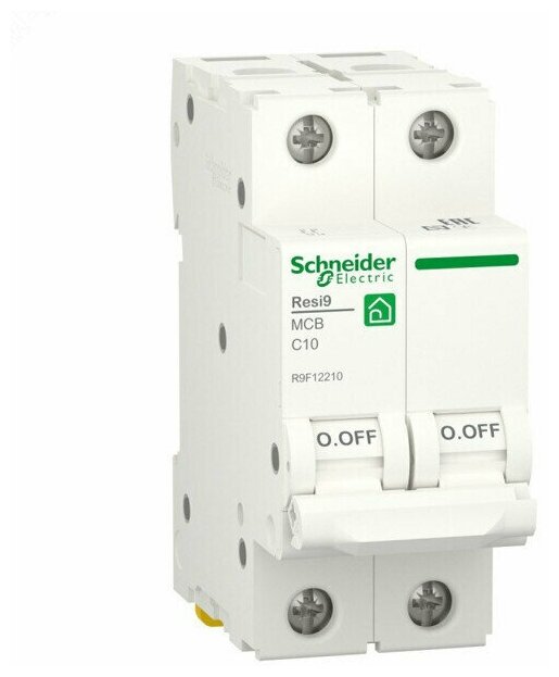 Автоматический выключатель Schneider Electric Resi9 2P 10А (C) 6кА R9F12210