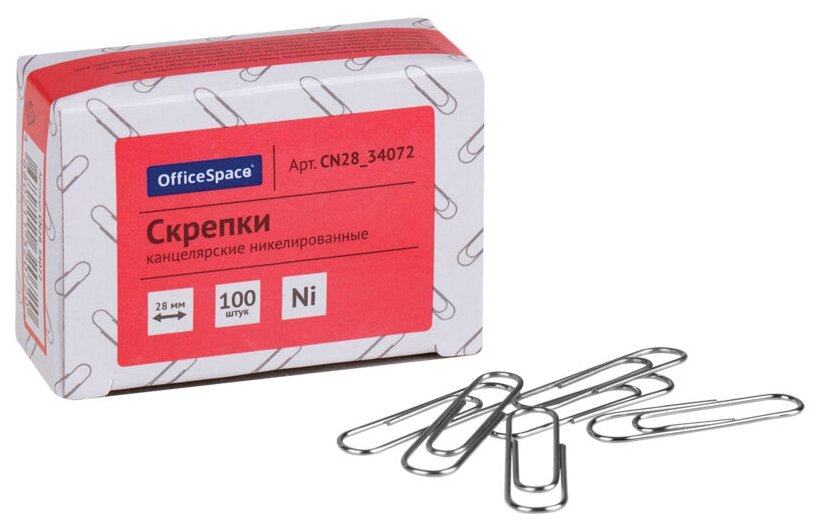 OfficeSpace Скрепки (CN28_34072) 28 мм 10 упаковок (100 шт.)