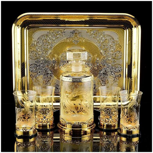 фото Набор для виски "кони" златоуст русь великая