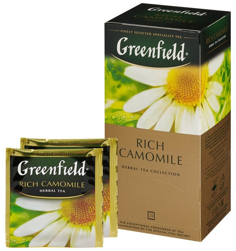 Чайный напиток Greenfield Rich Camomile, со вкусом и ароматом яблока с корицей, 2 упаковки по 25 пакетиков