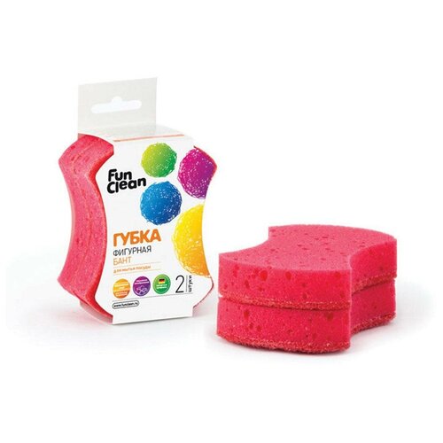 Губка для посуды FUN CLEAN фигурная бант 2ШТ (35) акцент