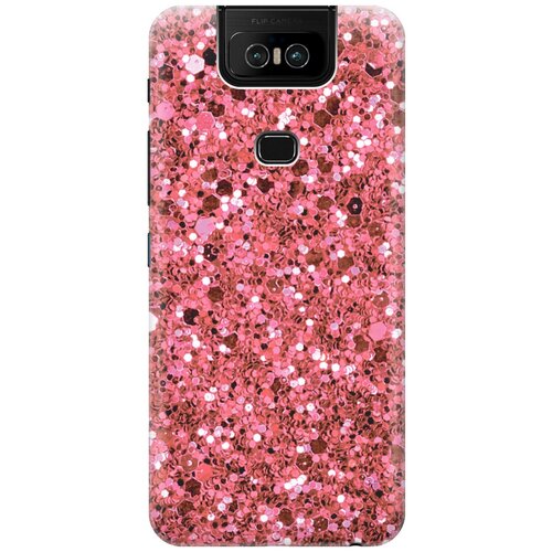 фото Силиконовый чехол на asus zenfone 6 zs630kl / асус зенфон 6 с эффектом блеска "розовые пайетки gosso