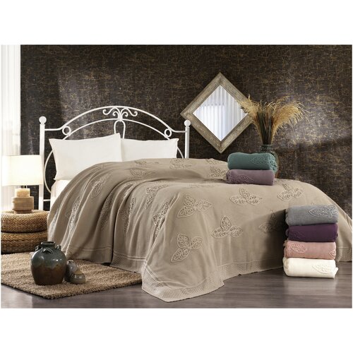 Вязаный акриловый плед Alegra Grazie Home (серый), 220x240