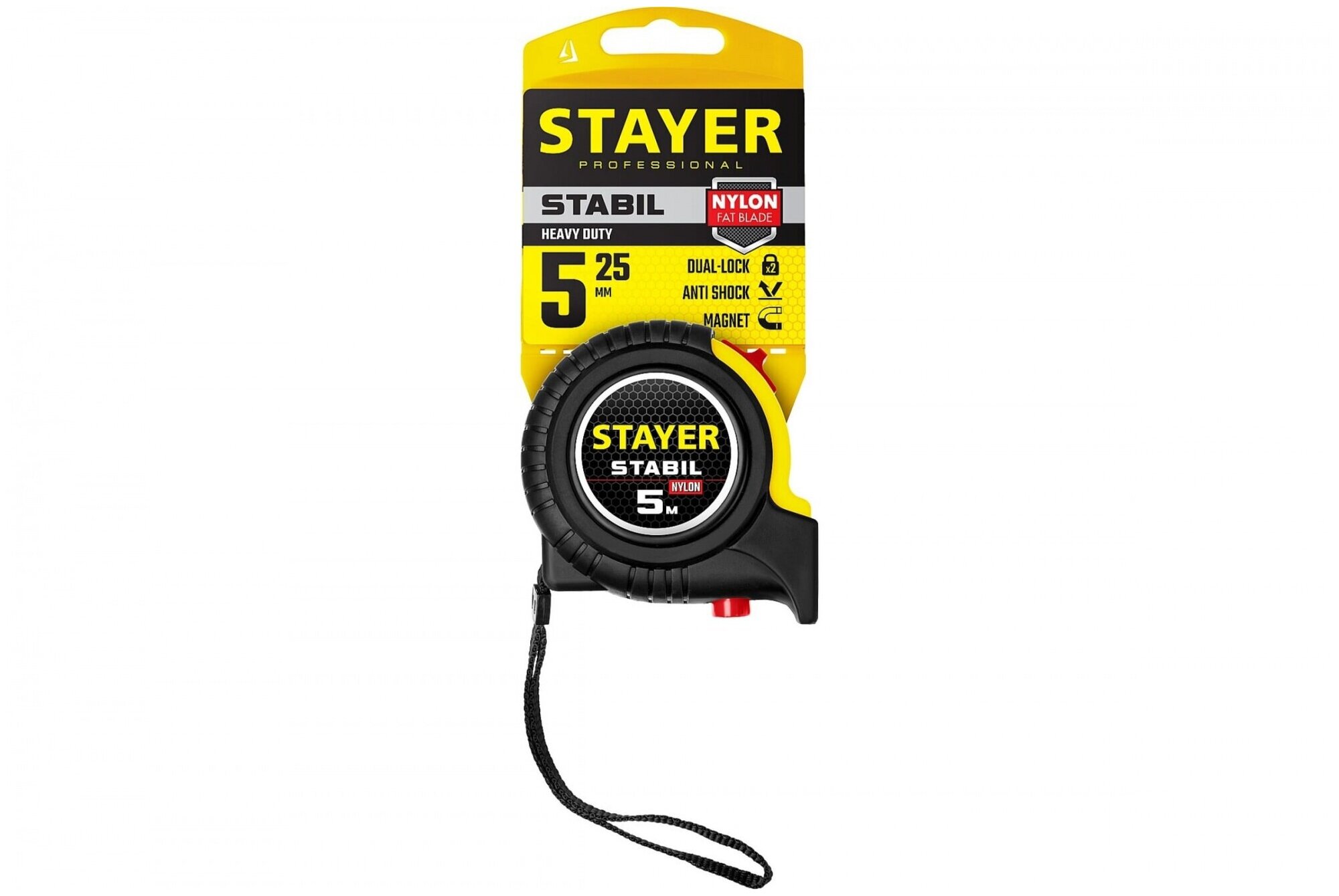 STAYER Stabil 5м х 25мм, Профессиональная рулетка с двухсторонней шкалой (34131-05-25) - фотография № 3