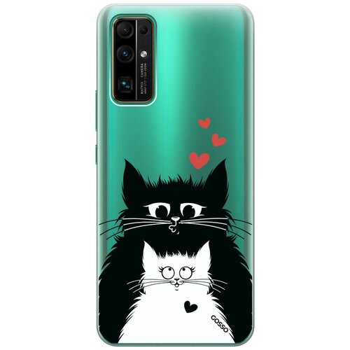 ультратонкий силиконовый чехол накладка transparent для samsung galaxy j2 core с 3d принтом cats in love Ультратонкий силиконовый чехол-накладка Transparent для Honor 30 с 3D принтом Cats in Love