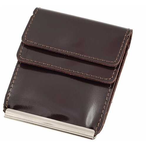фото Зажим для купюр premier+urb из натуральной кожи, бумагодержатель, компактный кошелек, зажим для денег темно-коричневый cro-z-28-88