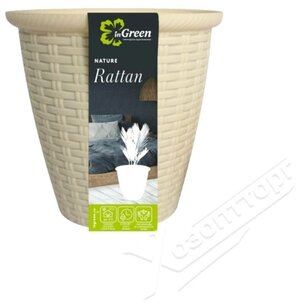 Кашпо Rattan диаметр 21 см 4,5 л с внутренним горшком 2,25 л сливочный InGreen