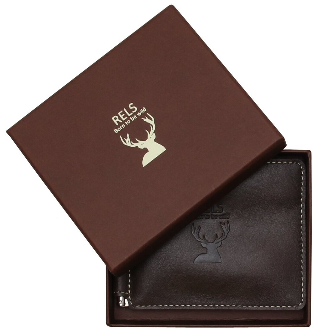 Зажим для купюр RELS, фактура гладкая, коричневый — фото 1