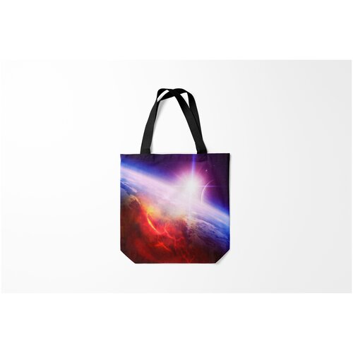 фото Сумка-шоппер / 40х40 см / неоновые принты / космос звезды в неоне burnettie