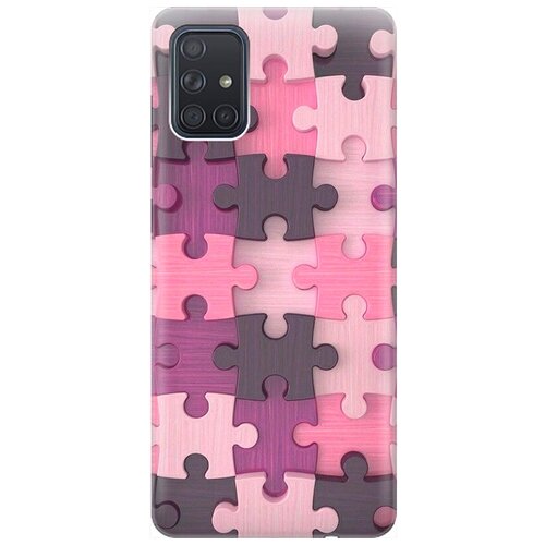 фото Ультратонкий силиконовый чехол-накладка для samsung galaxy a71 с принтом "сиреневый паззл" gosso