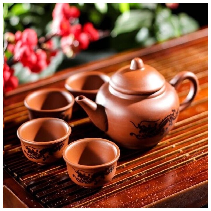 Набор для чайной церемонии "Дракон", 5 предметов: чайник 200 мл, 4 пиалы, 25 мл (1 шт.)