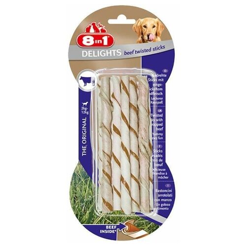 Палочки плетеные с говядиной 8in1 Delights Beef Twisted Sticks 10шт. для собак (2 шт)