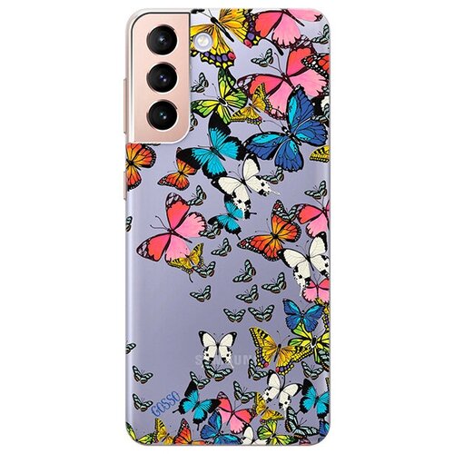 фото Ультратонкий силиконовый чехол-накладка clearview 3d для samsung galaxy s21 с принтом "magic butterflies" gosso