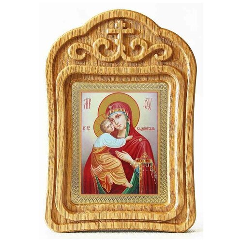 Владимирская икона Божией Матери (лик № 084), в резной деревянной рамке