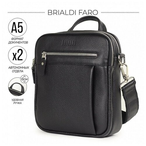 фото Мужская кожаная сумка через плечо brialdi faro br33396om relief black