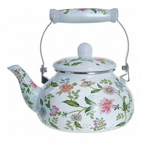 фото Чайник эмалированный с керамической ручкой "прованс", 2,5 л, артикул em-251x1/68 metalloni