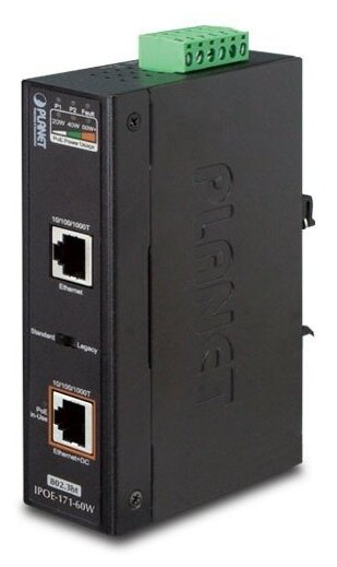 Инжектор Planet Промышленный 10/100/1000Mbps 802.3bt (60 Ватт, -40~75 Градусов C, 48~56V DC) - фото №1