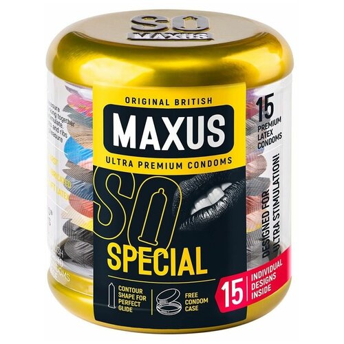 Презервативы с точками и рёбрами в металлическом кейсе MAXUS Special - 15 шт.