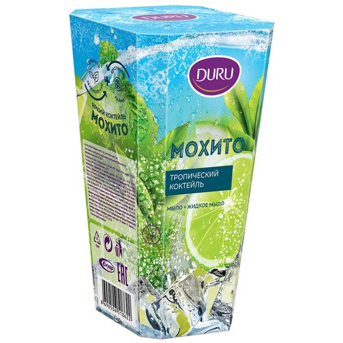 Подарочный набор DURU 1+1 жидкое мыло Зеленый чай 300 мл + мыло Лайм-Ананас 80 г