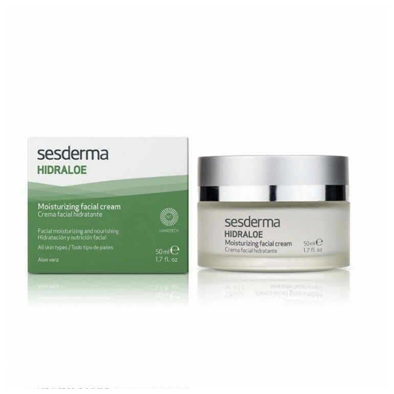 SesDerma Hidraloe Moisturizing Facial Cream Крем увлажняющий для лица с экстрактом Алоэ, 50 мл