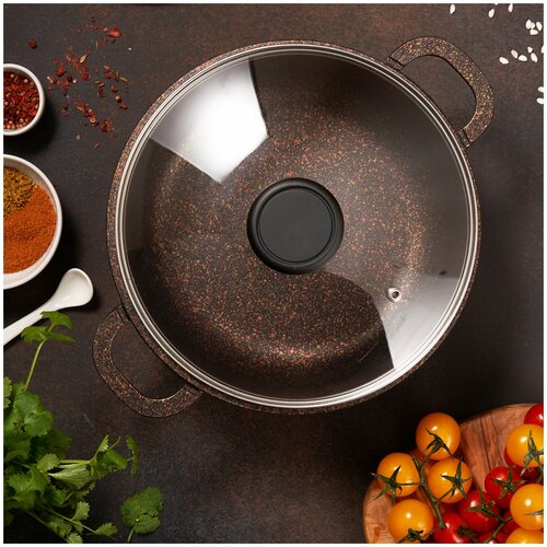 Кастрюля литая с антипригарным покрытием со стеклянной крышкой FOOD ATELIER Rosso 3,0 л