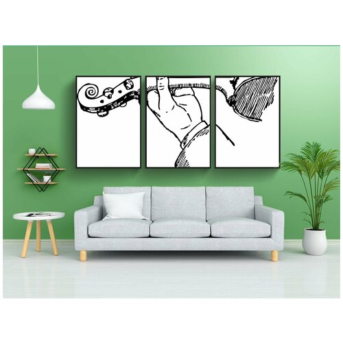 фото Набор модулных постеров для интерьера "скрипка, играть на скрипке, шея скрипки" 60x90 см. в тубусе, без рамки lotsprints