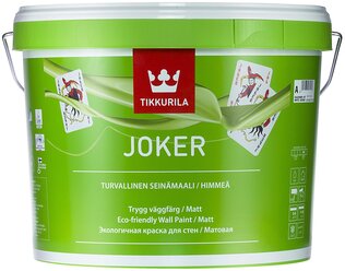 Краска акриловая Tikkurila Joker влагостойкая моющаяся матовая белый 9 л