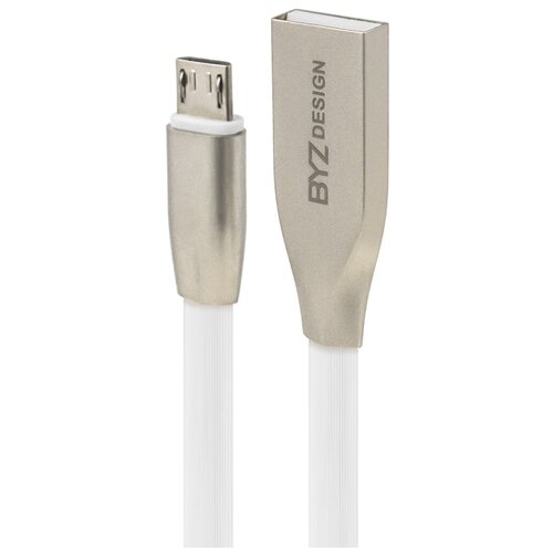 USB-кабель BYZ BL-666 AM-microBM 1.2 метра, 3A, силикон, плоский, белый usb кабель byz bl 666m am microbm 1 2 метра 3a силикон плоский белый