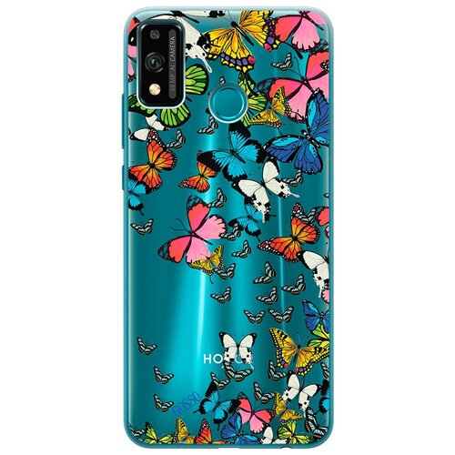 фото Ультратонкий силиконовый чехол-накладка для honor 9x lite с 3d принтом "magic butterflies" gosso