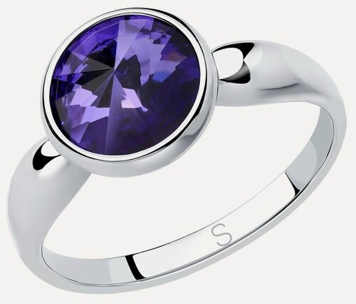 Изображение товара Кольцо, серебро, 925 проба, родирование, кристаллы Swarovski